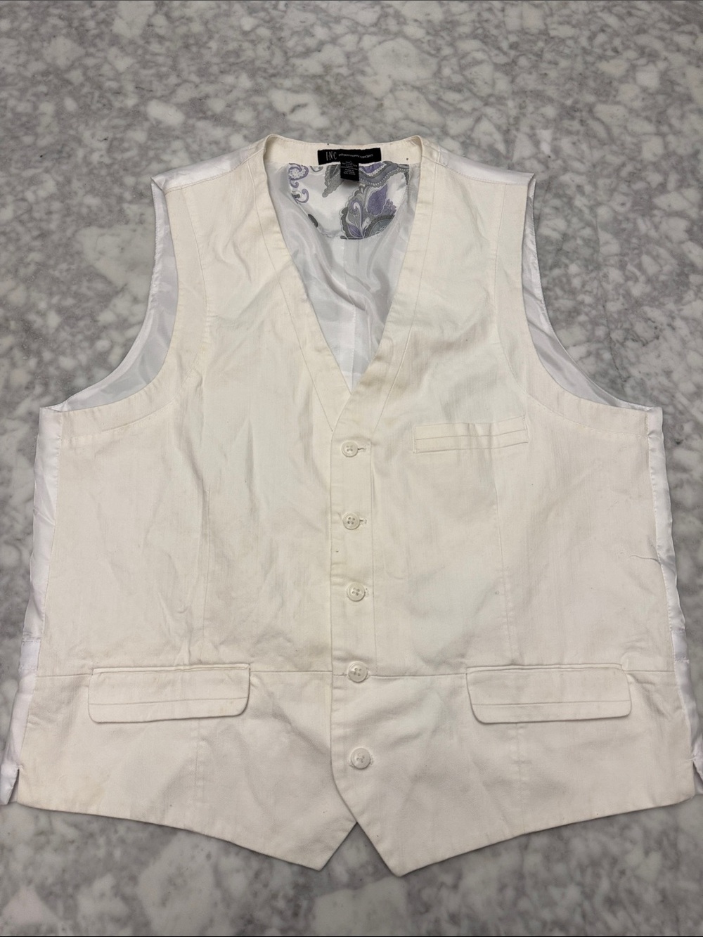 INC International Concepts Cream Men's Five-Button Dress Vest
